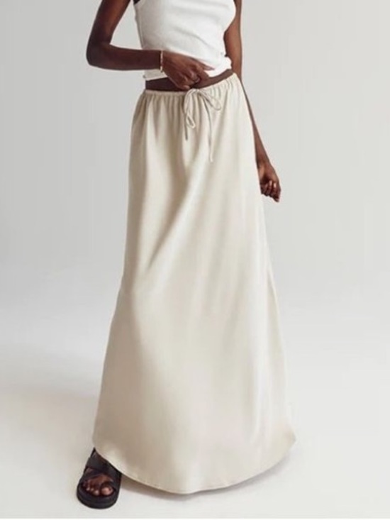 DISSH Dresses & Skirts - Dissh Cream Drawstring Satin Maxi Skirt Sz 8